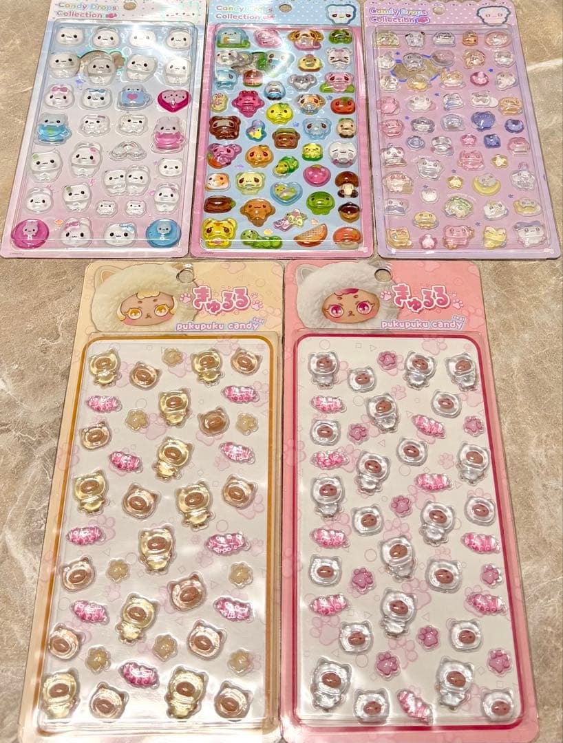 ボンボンドロップシール・ぷくぷくシール・タイルシールなどの詰め合わせ