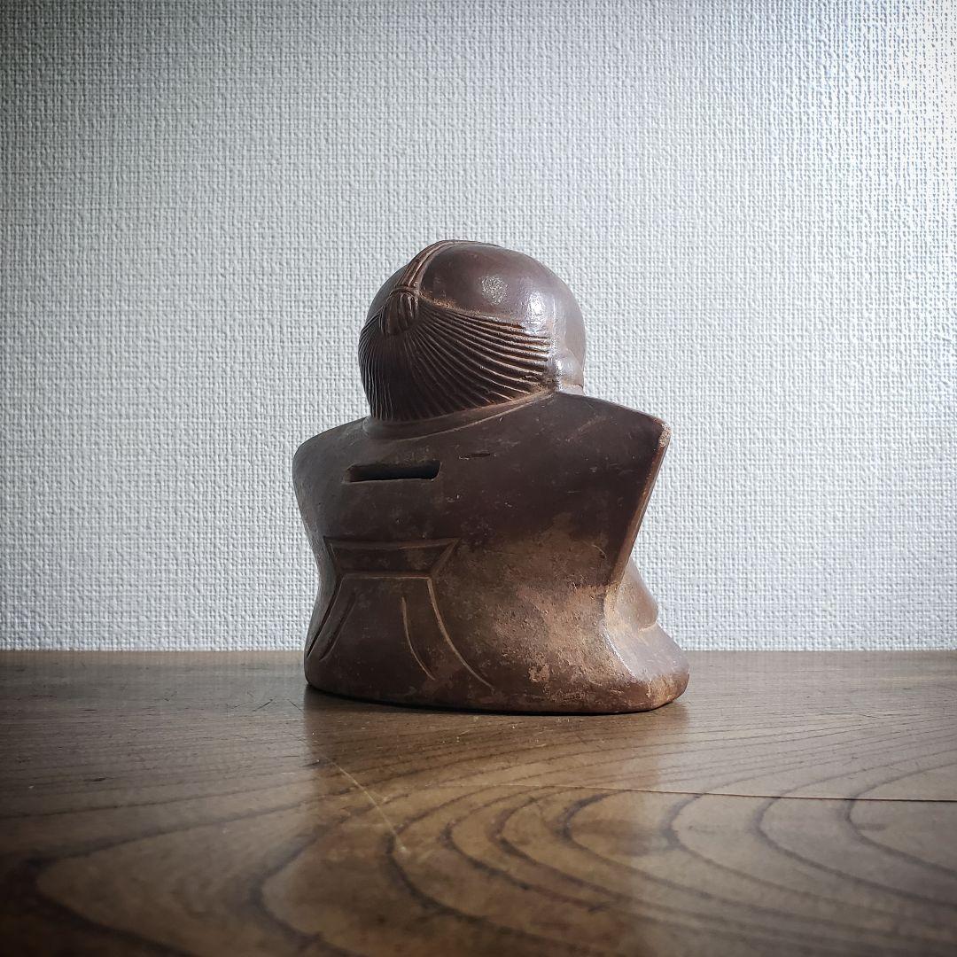 福助　古備前　貯金箱　縁起物　アンティーク　昭和レトロ　骨董品　明治　大正