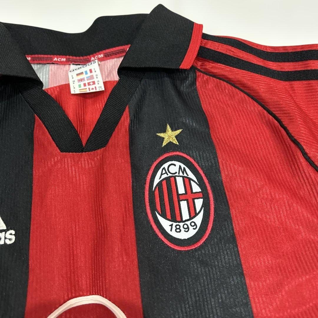 ACミラン adidas シャツ 赤黒 ストライプ