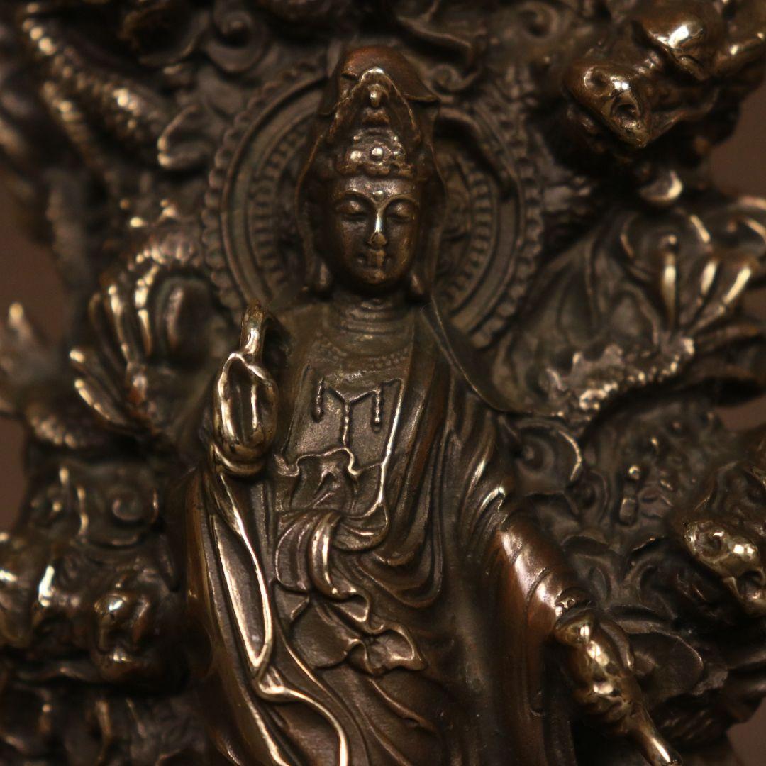 仏教美術 仏像 九龍観音 乗竜観音 銅製 仏像 彫刻 置物 開運 風水