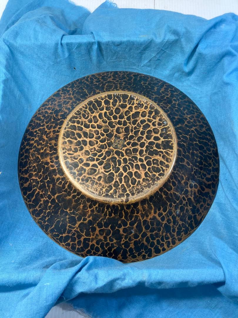 平安 秦蔵六造 黄銅菓子器 盆 在銘 桐共箱 茶道具