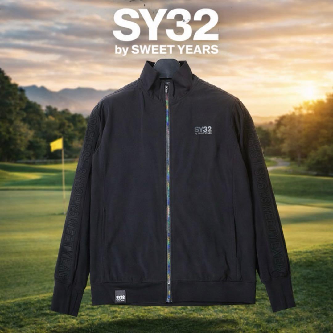 定価2.6万 SY32 イタリア ストレッチトラックジャケット 黒 ゴルフ