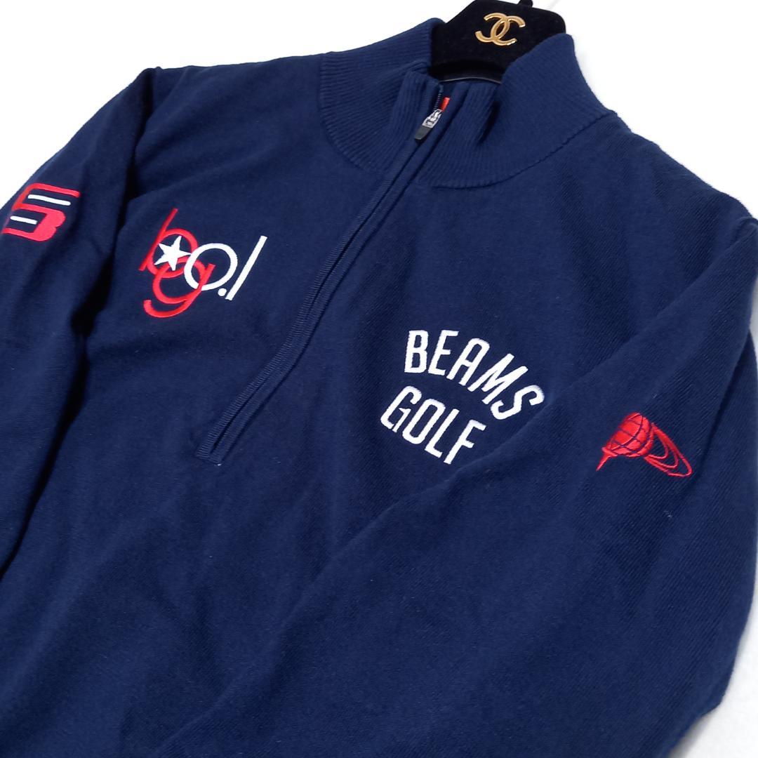 近年✨美品✨大きいサイズ ビームスゴルフ サイズXL 防風ニットブルゾン 紺色