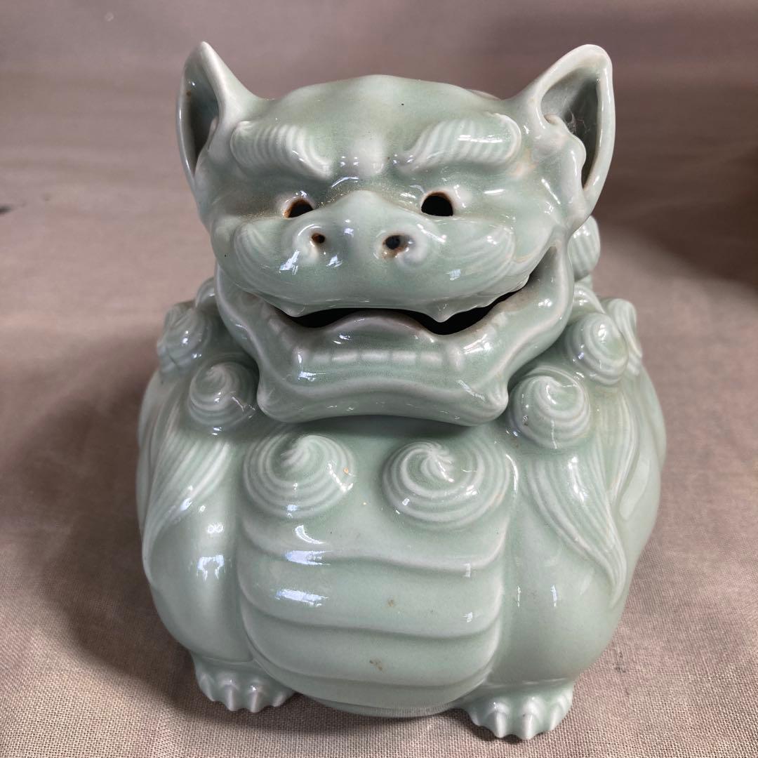 【松本佩山】孤高の陶芸家　日本の名窯　有田年木庵窯　松本佩山作　青磁　獅子形香炉