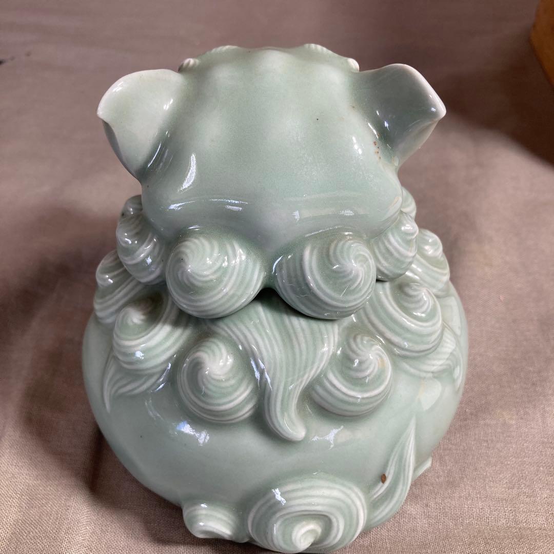 【松本佩山】孤高の陶芸家　日本の名窯　有田年木庵窯　松本佩山作　青磁　獅子形香炉