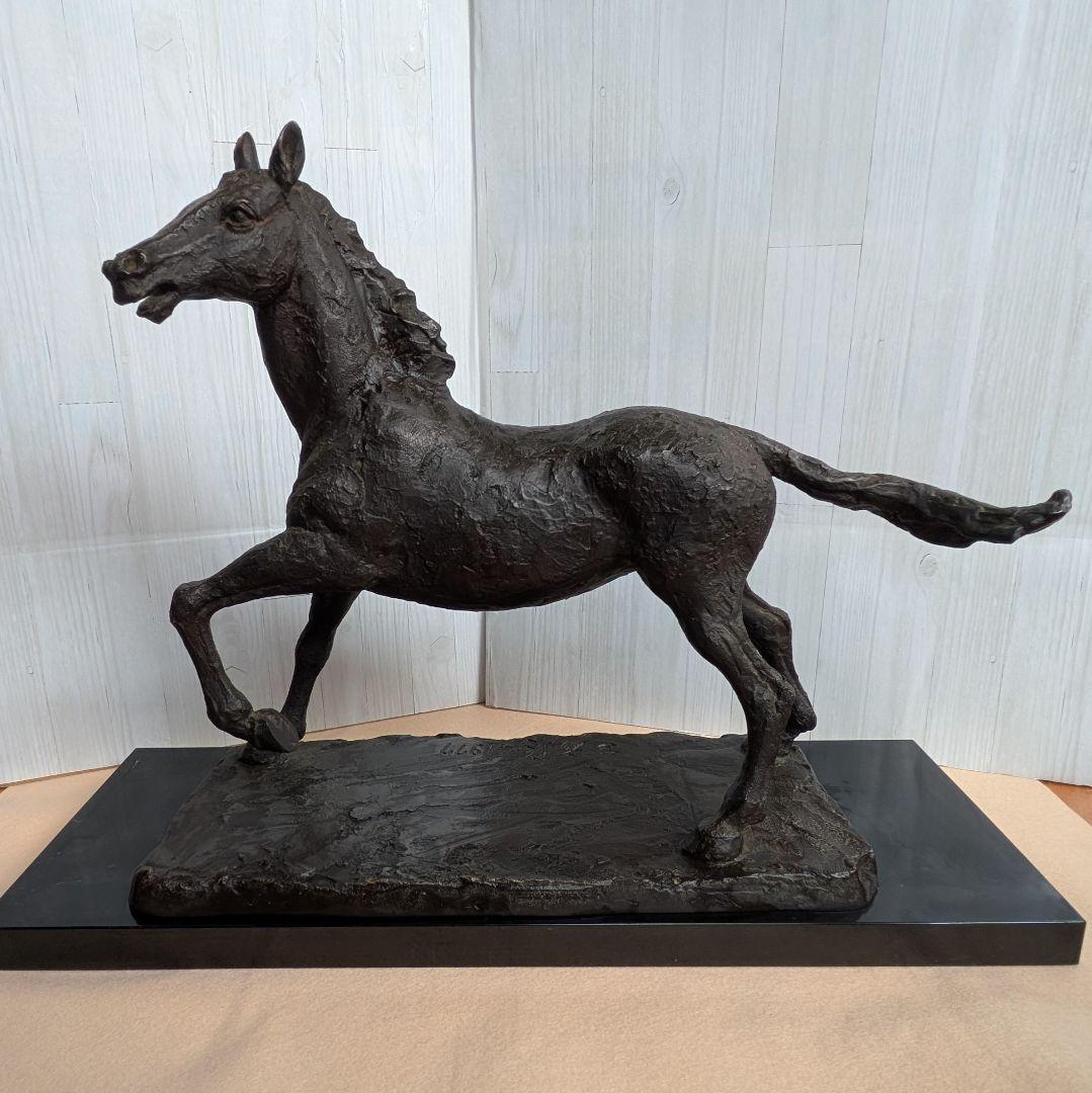 【友澤正彦】春風 馬 ブロンズ像 1977年 銅製 置物 彫刻 オブジェ