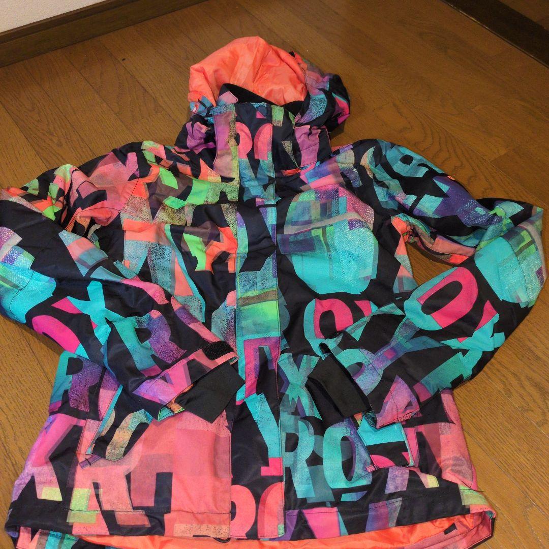 【美品】ROXY　スノボウェア　上下セット　Ｓ　総柄　ロゴ　パープル