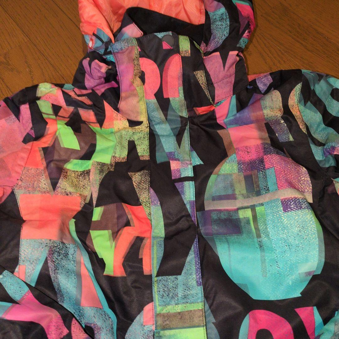 【美品】ROXY　スノボウェア　上下セット　Ｓ　総柄　ロゴ　パープル