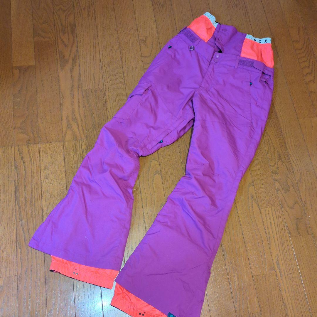 【美品】ROXY　スノボウェア　上下セット　Ｓ　総柄　ロゴ　パープル