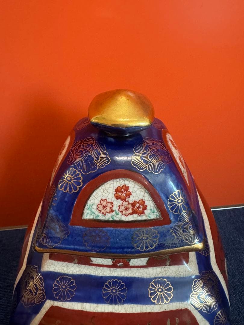 1862 薩摩焼　花鳥図　沈香壺　飾壺　高38cm  時代物