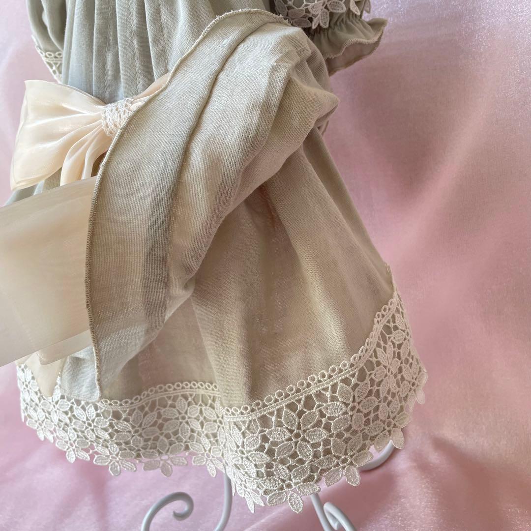 ナチュラル＆クラシカルなペチコートワンピース　つけ襟付き　犬服　ハンドメイド