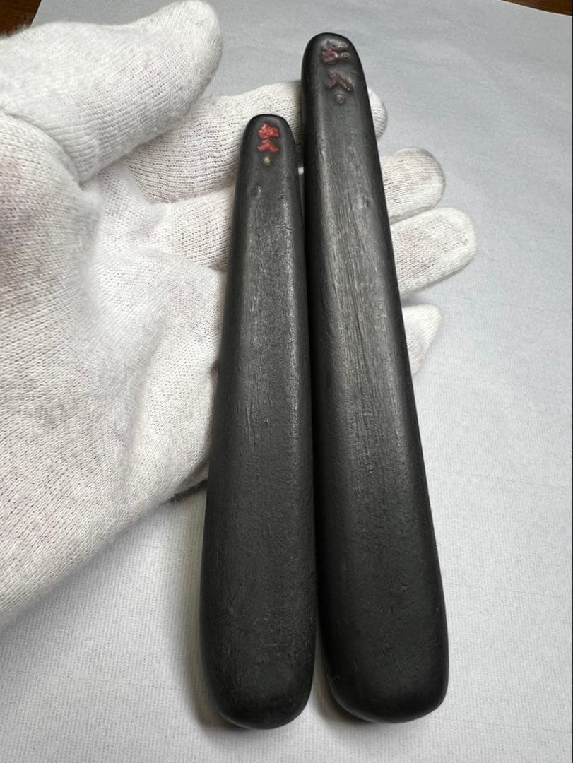 老舗高級稀少ヘラ古墨極上2点 中28g大42g