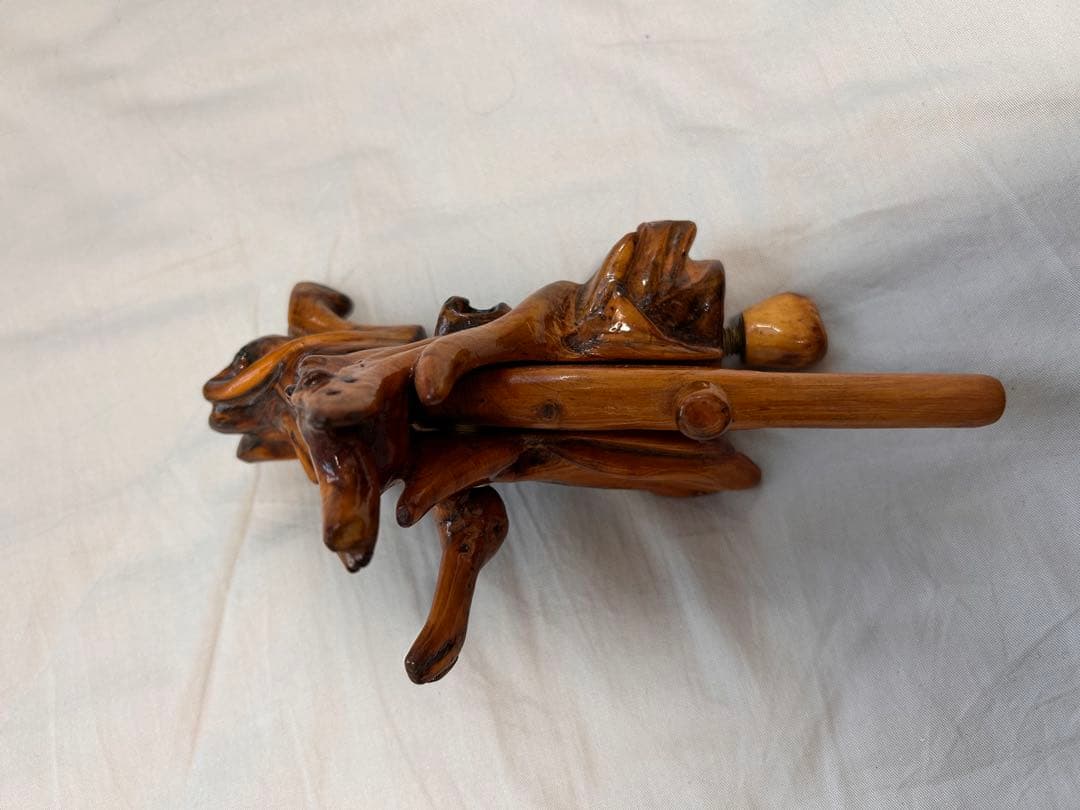 天然木 創作万力 ヘラブナ釣り 大砲型 根杢 美品