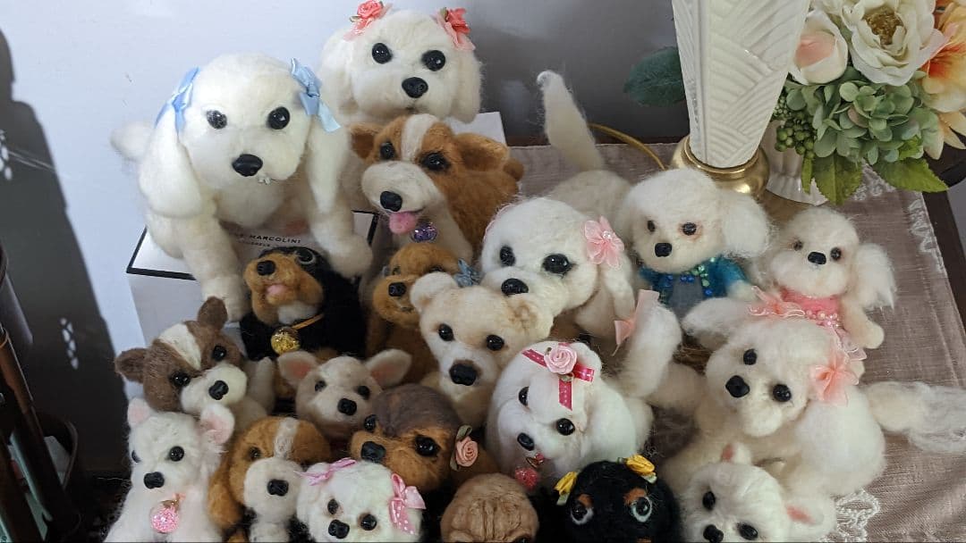 ハンドメイド　羊毛フェルト犬たち