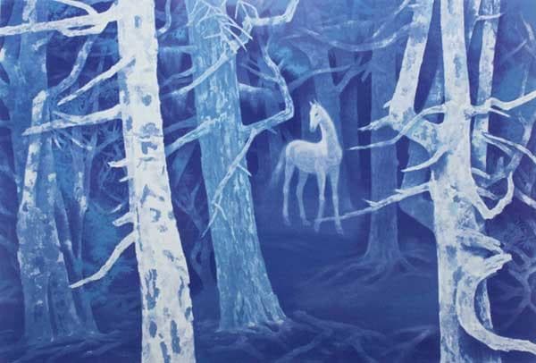 文化勲章受章日本画家　東山魁夷　「白馬の森」彩美版プレミアム(複製画))