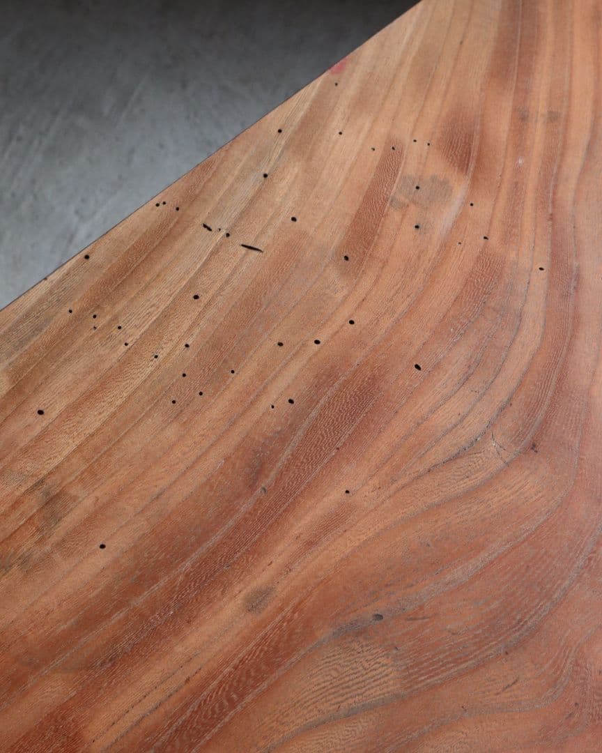 総欅(ケヤキ)材のろくろ脚ローテーブル　古道具 古家具 アンティーク カフェ