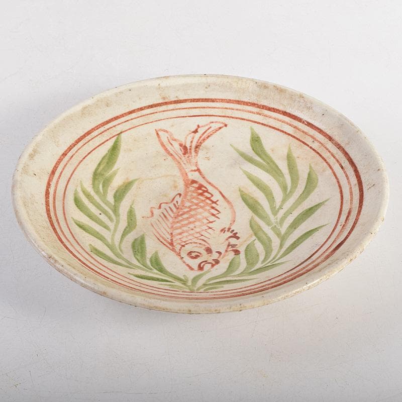 中国　赤絵　魚藻文盤　皿　V　R8757