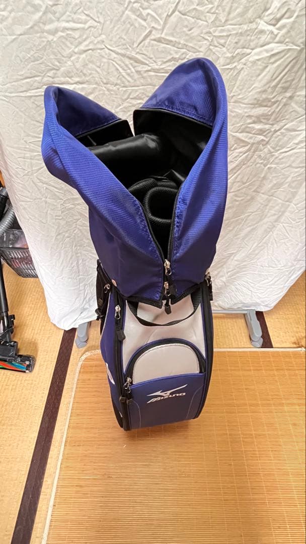 【ほぼ未使用】MIZUNO ゴルフバッグ キャディバッグ ブルー×ホワイト