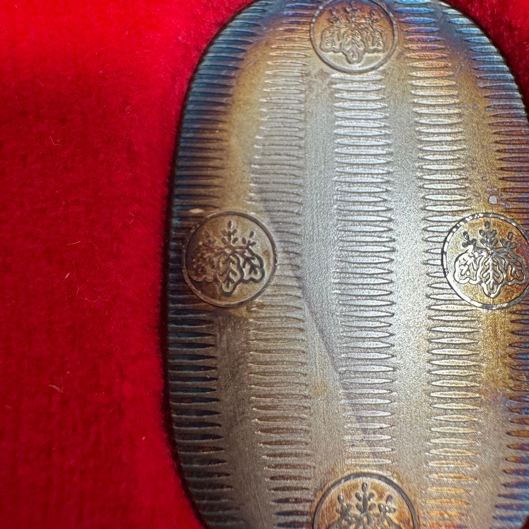 純銀小判 波模様  木箱付き 純銀製小判