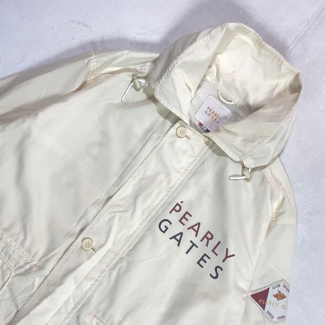 美品 パーリーゲイツ ナイロン フーディジャケット L アイボリー ハーフコート