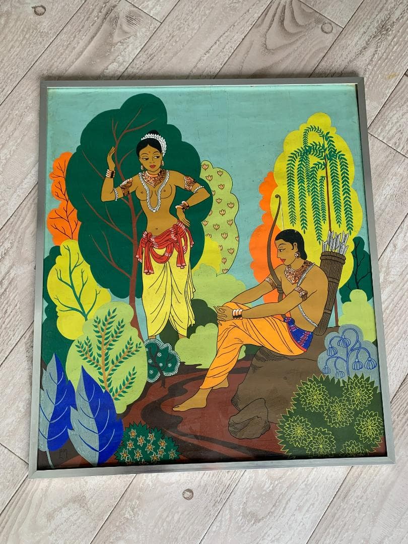 エスニックな絵画/油絵/JAISWALの表記あり/模写