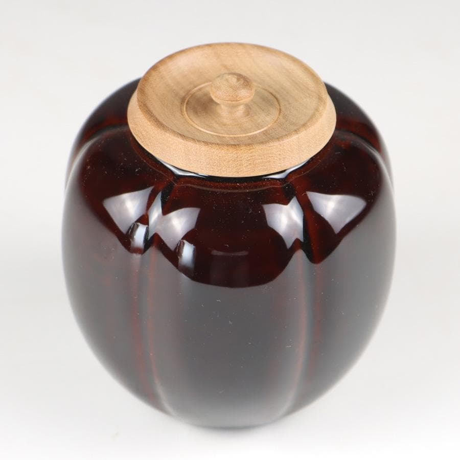 Y2888-3 茶道具 中村宗悦 如心斎好写 阿古陀茶入 共箱・仕覆 　　＃13