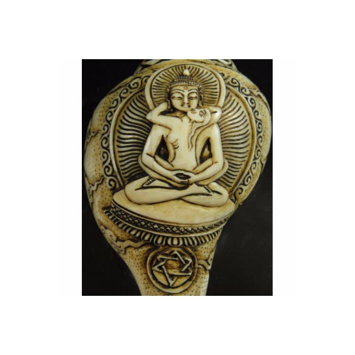 チベット密教法具　法螺貝（シャンカ）サマンタバトラ（ヤブ-ユム（父母尊）