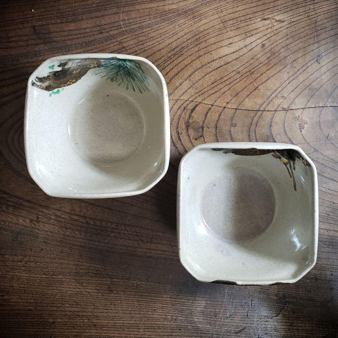 角鉢　向付　乾山　在銘　2客　京焼　訳あり　欠け