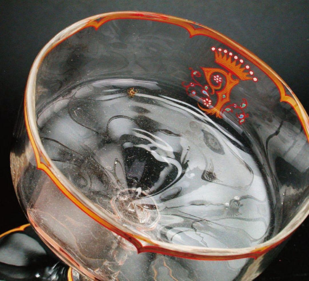 エミール・ガレ★エナメル彩★花装飾文★キャビネットグラス