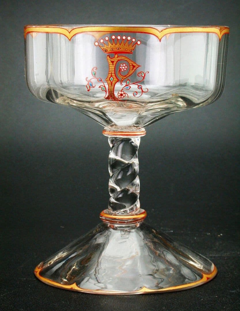 エミール・ガレ★エナメル彩★花装飾文★キャビネットグラス