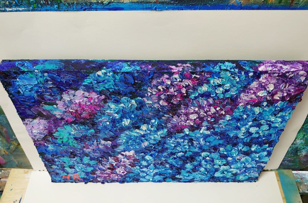 油絵 絵画【紫陽花畑】