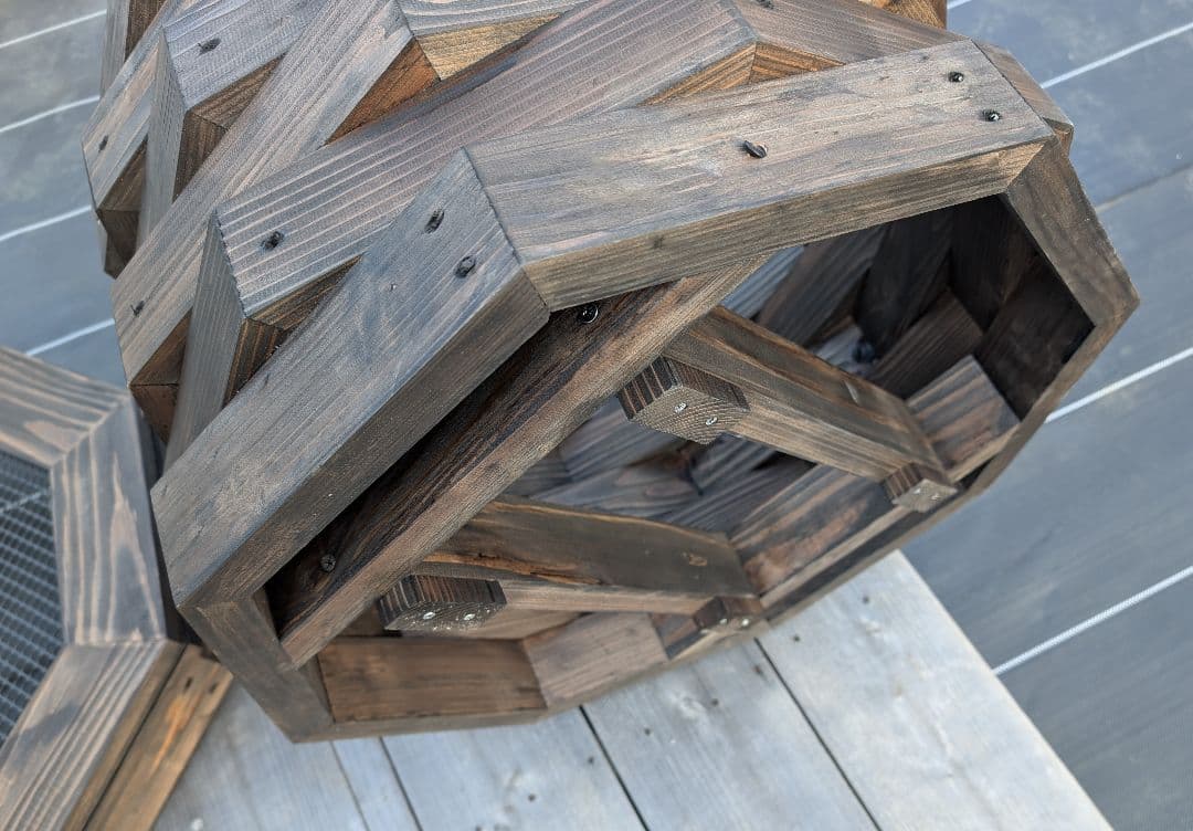 45㍑タイプ　ビオトープ　メダカ・金魚　飼育セット　木枠カバー　丸プラ容器付