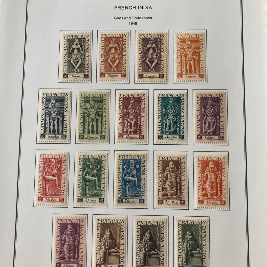 フランス領インド 1948 神話の神々 未使用18種フルセット