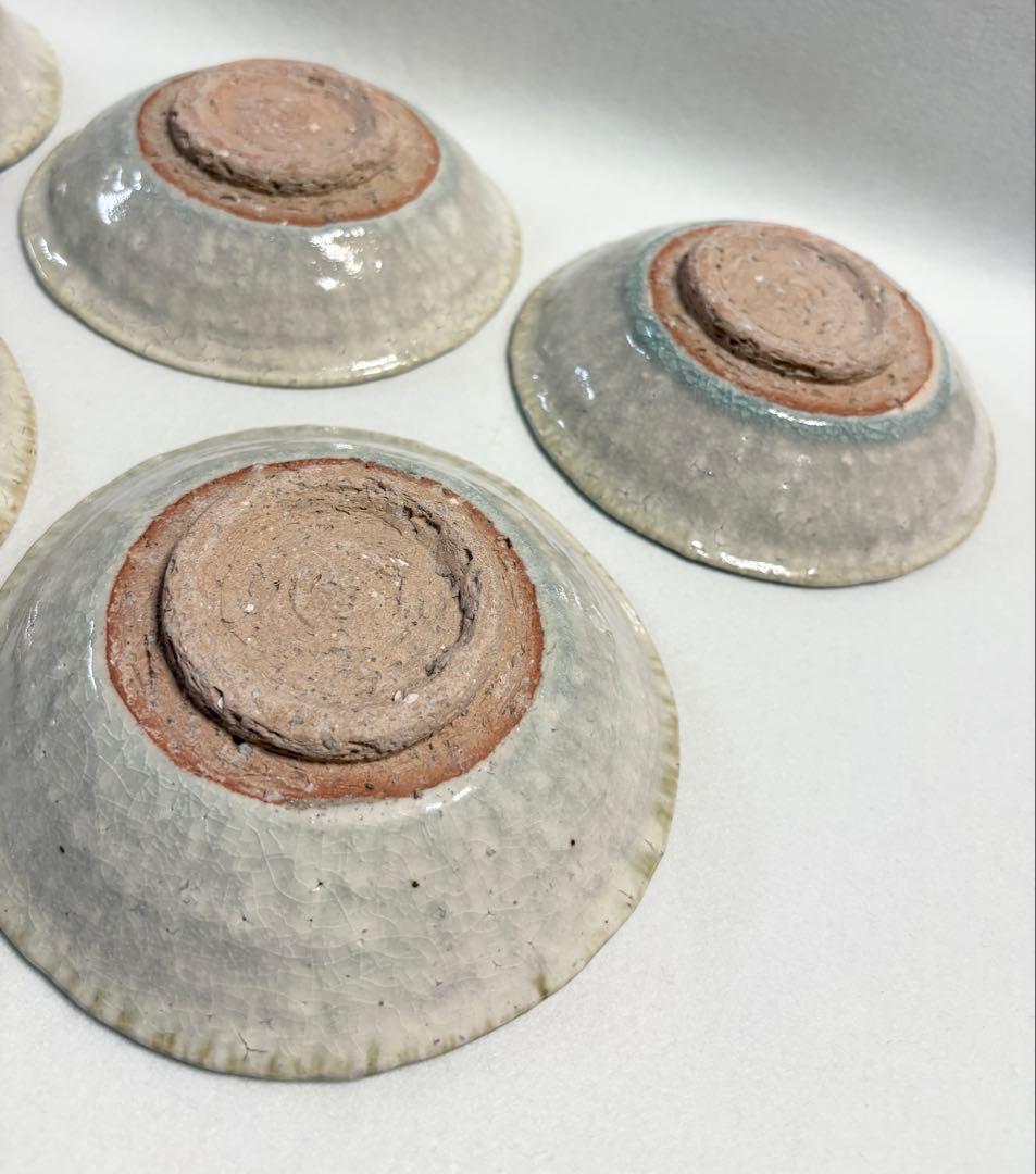 信楽焼 鈴木厳 中鉢 中皿 5客 灰釉 紫釉 和食器 作家物 厳 在銘