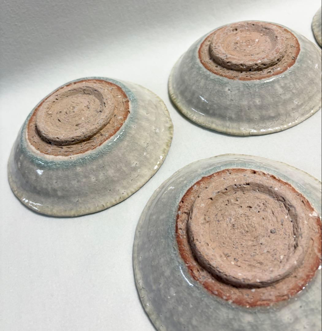 信楽焼 鈴木厳 中鉢 中皿 5客 灰釉 紫釉 和食器 作家物 厳 在銘