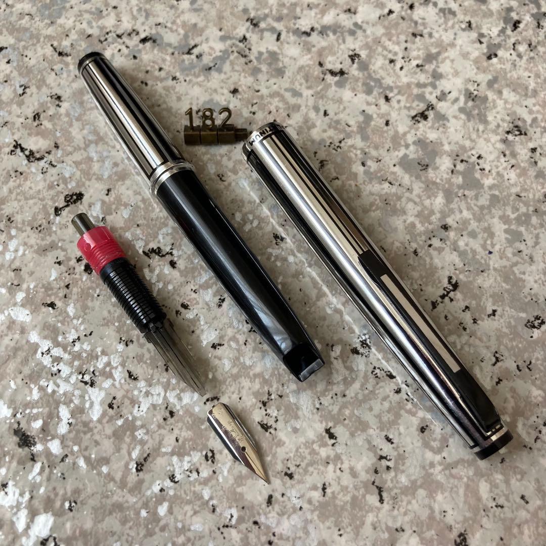 #182 オーバーホール済み 万年筆 PLATINUM ショート18k WG