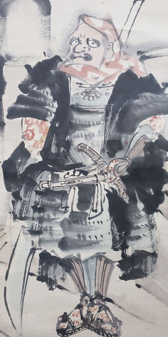 【橋弁慶図】太田文暉 697　武蔵坊弁慶 掛け軸　肉筆