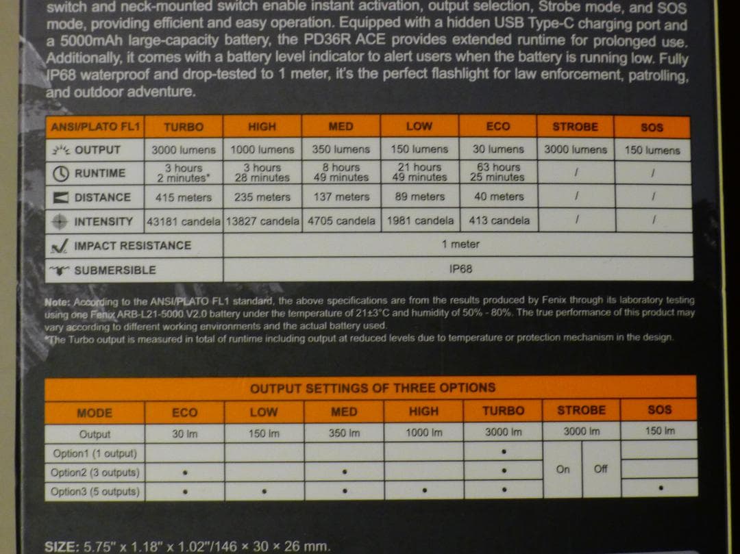 Fenix PD36R ACE 3000ルーメン SFT70 Gen2搭載