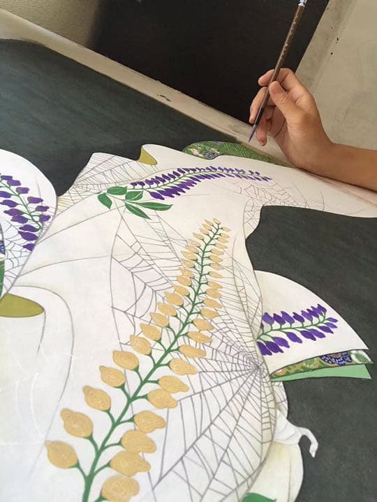 送料無料 （紙本)手描き 墨彩 上村松園 焔 日本画