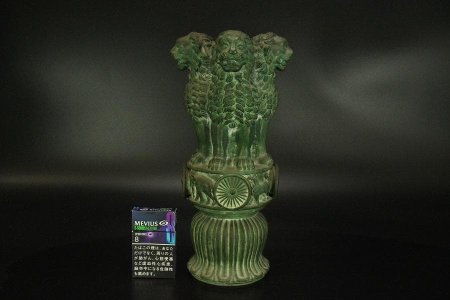 青銅 四獅子 ライオン 像 高31.3cm(A367)