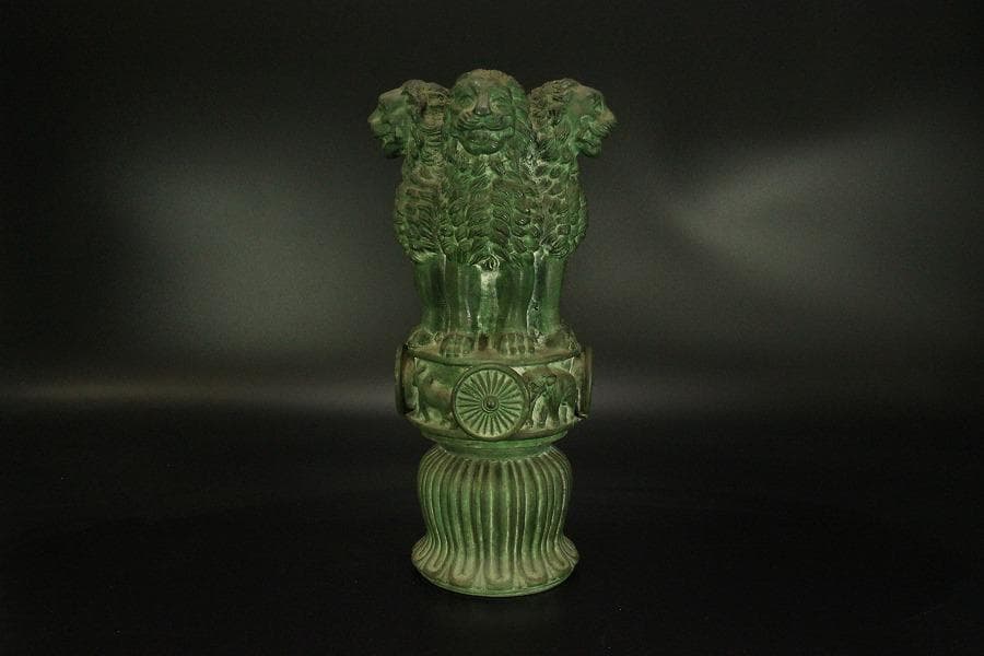 青銅 四獅子 ライオン 像 高31.3cm(A367)