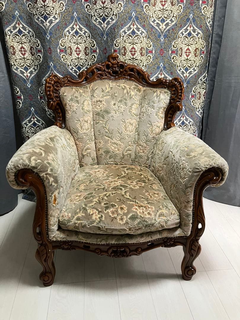 新年SALE～1/5迄☆ロココ調☆アンティークソファ☆どっしり重厚感