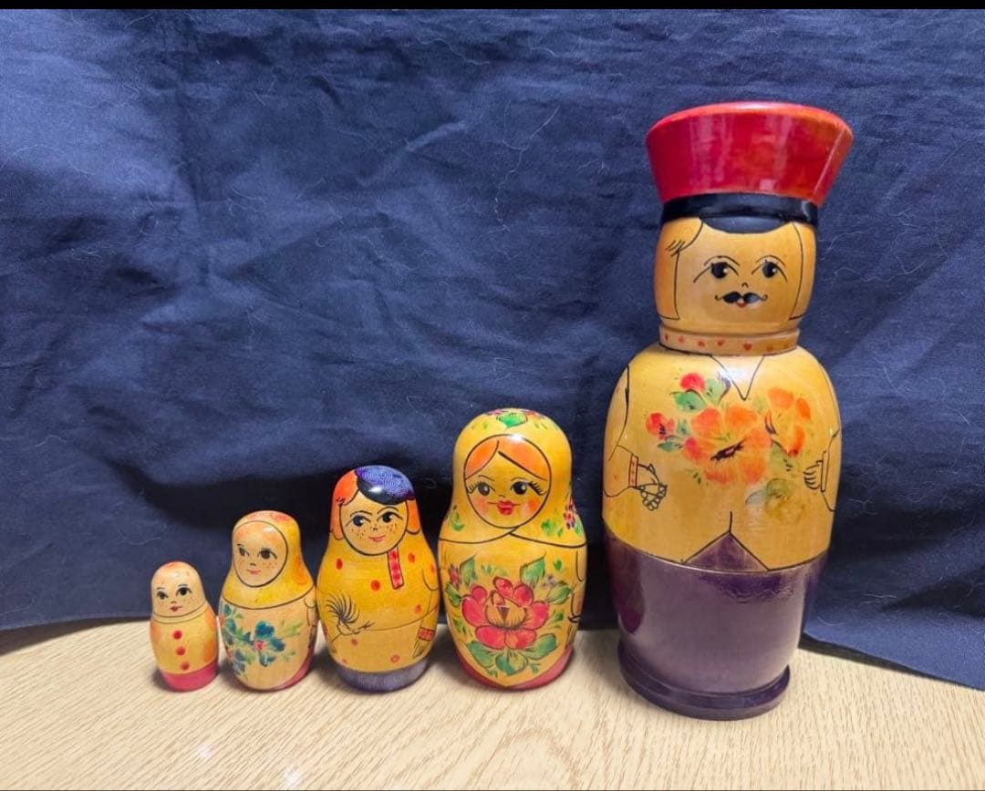 レア‼️ソビエト　ノリンクス社　親子マトリョーシカ5組　長期保存、現状