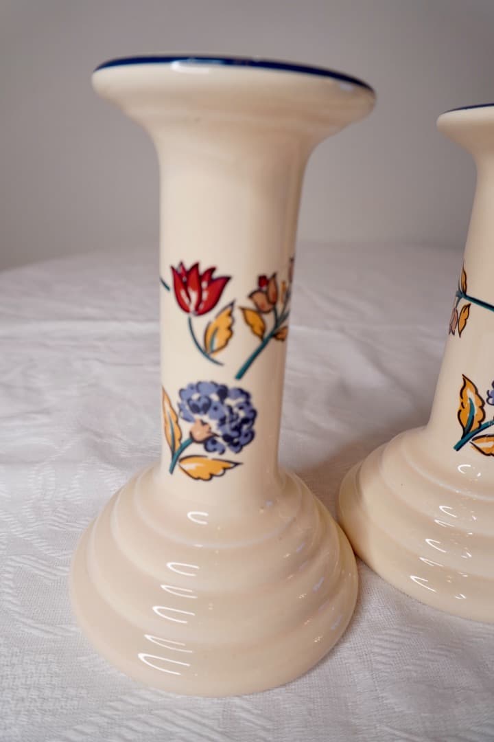 イギリス ヴィンテージ 陶器のキャンドルスタンド ペア