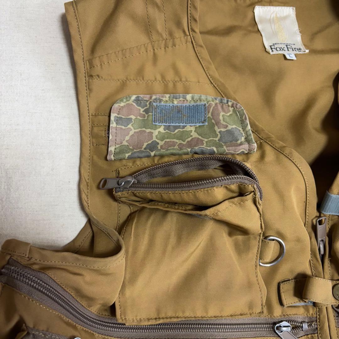 FOX FIRE 旧ロゴ　 フィッシングベスト 迷彩ポケット付き　Lサイズ
