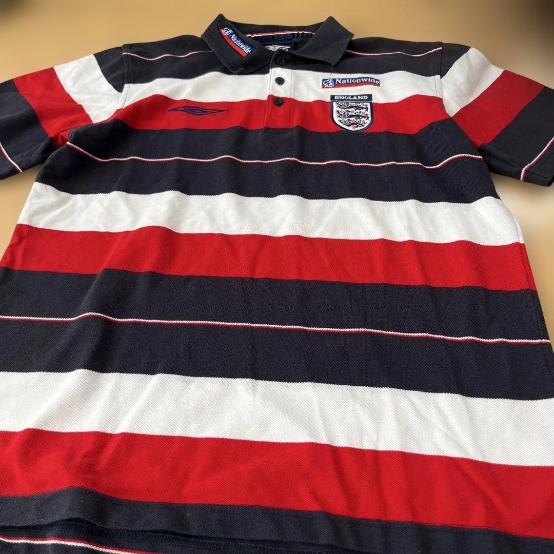 90s イングランド代表 UMBRO アンブロ マルチボーダー ポロシャツ