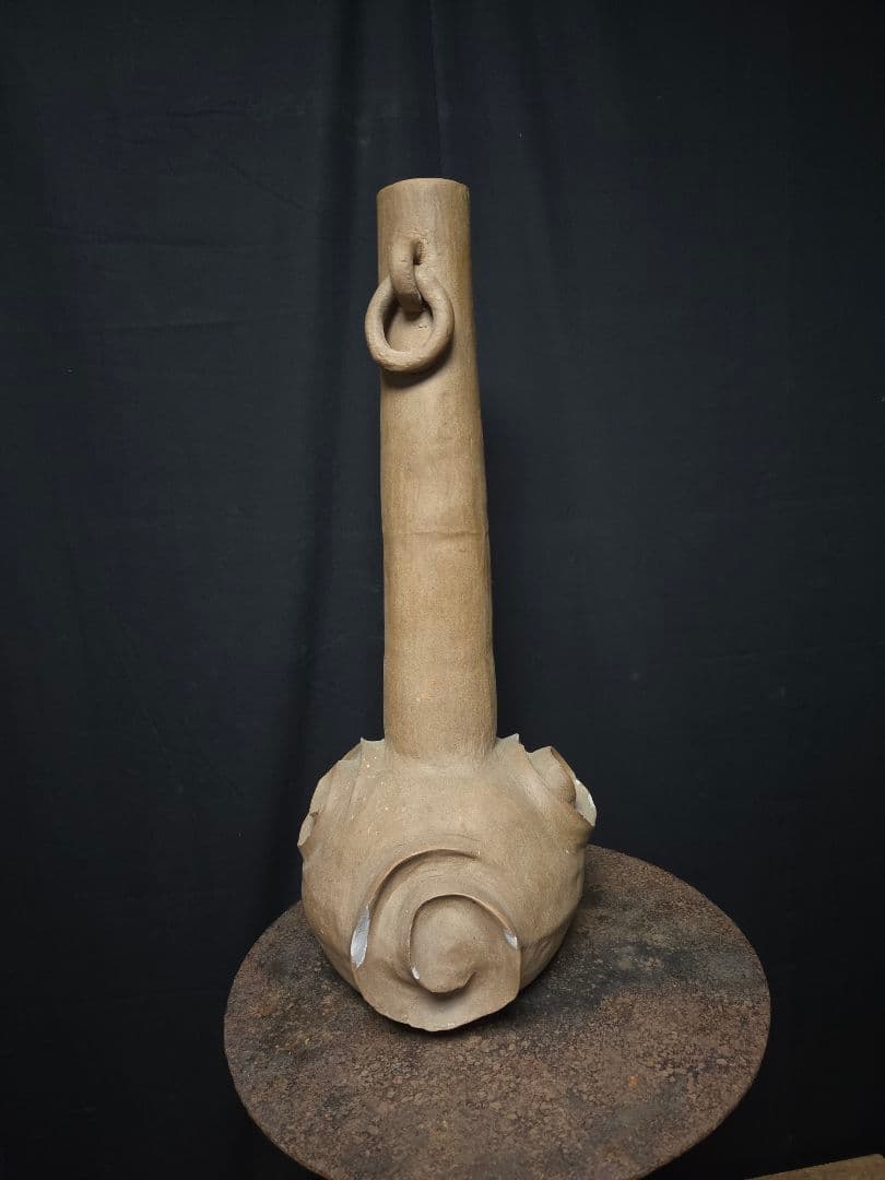 一部欠けあるもスペシャル陶器のオブジェ　インテリアに渦巻き模様約40cm