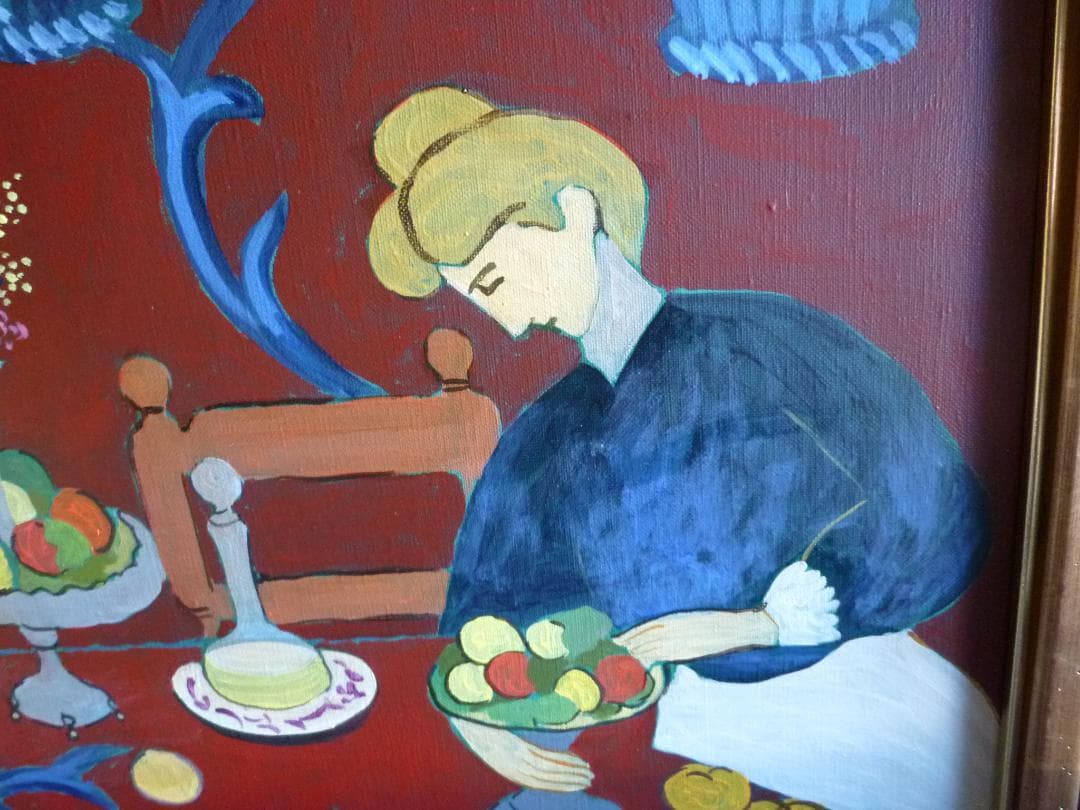 油彩肉筆絵画　作者不明　表にサイン