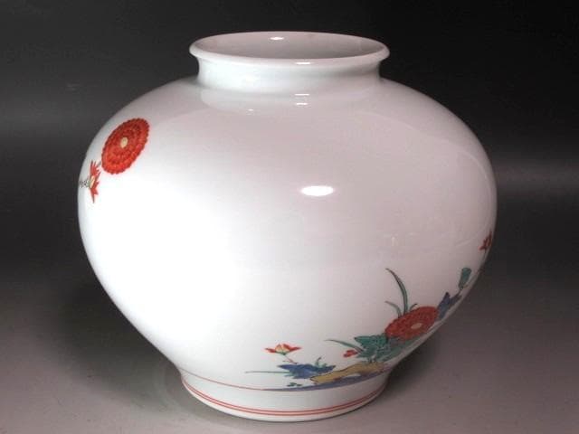 ☆　14代酒井田柿右衛門　錦粟鳥文花瓶　☆y528