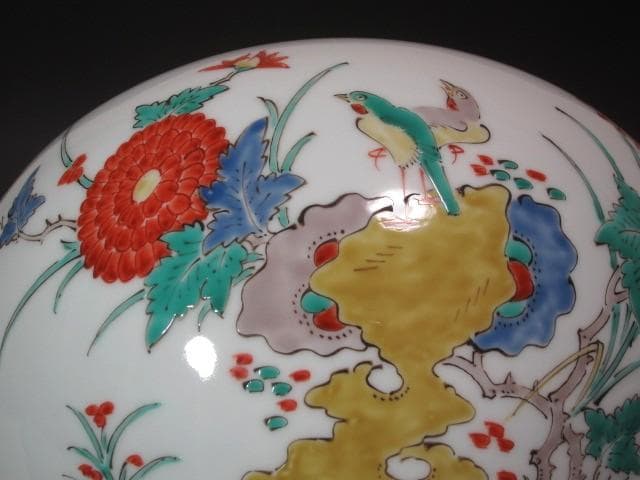 ☆　14代酒井田柿右衛門　錦粟鳥文花瓶　☆y528